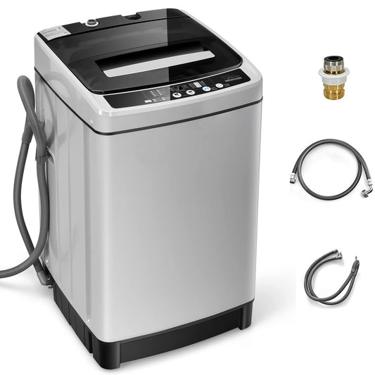 Giantex Full Automatic Washing Machine, 2 in 1 Portable Laundry Washer 1.5Cu.Ft 11lbs Capacity Washer and Spinner Combo 8 Programs 10 Water Levels Energy Saving Top Load Washer for Apartment Dorm