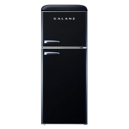 Galanz GLR46TBKER Retro Compact Refrigerator with Freezer Mini Fridge with Dual Door, Adjustable Mechanical Thermostat, 4.6 Cu Ft, Black