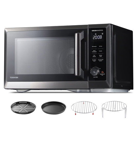 TOSHIBA 7-in-1 Countertop Microwave Oven Air Fryer Combo Master Series, Inverter Convection Broil Humidity Sensor, Even Defrost 27 Auto Menu&47 Recipes 1.0 cf 1000W